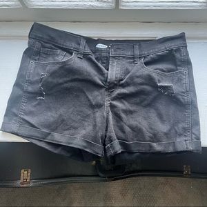 Old Navy Mid-Rise Boyfriend Cuffed Ripped Black Jean Shorts - 3-inch inseam